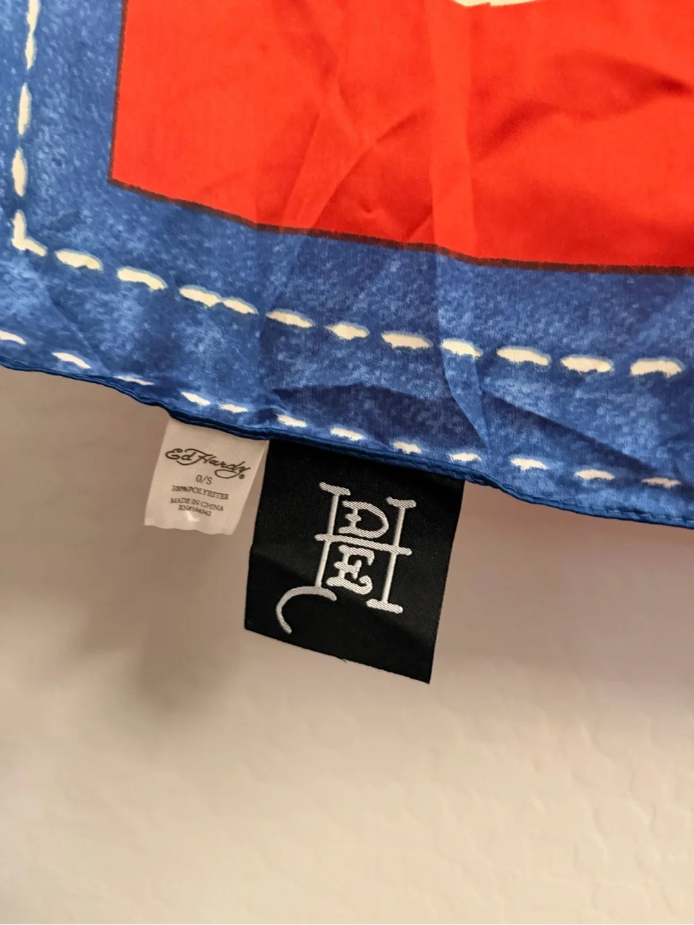 Ed Hardy Red Blue Skull & Heart Throw with Floral Accents
